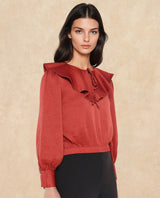 Women's Red Casual Full Sleeves Top