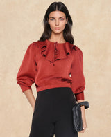 Women's Red Casual Full Sleeves Top