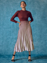 Women's Rhubarb and Beige Striped Knit Dress