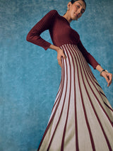 Women's Rhubarb and Beige Striped Knit Dress