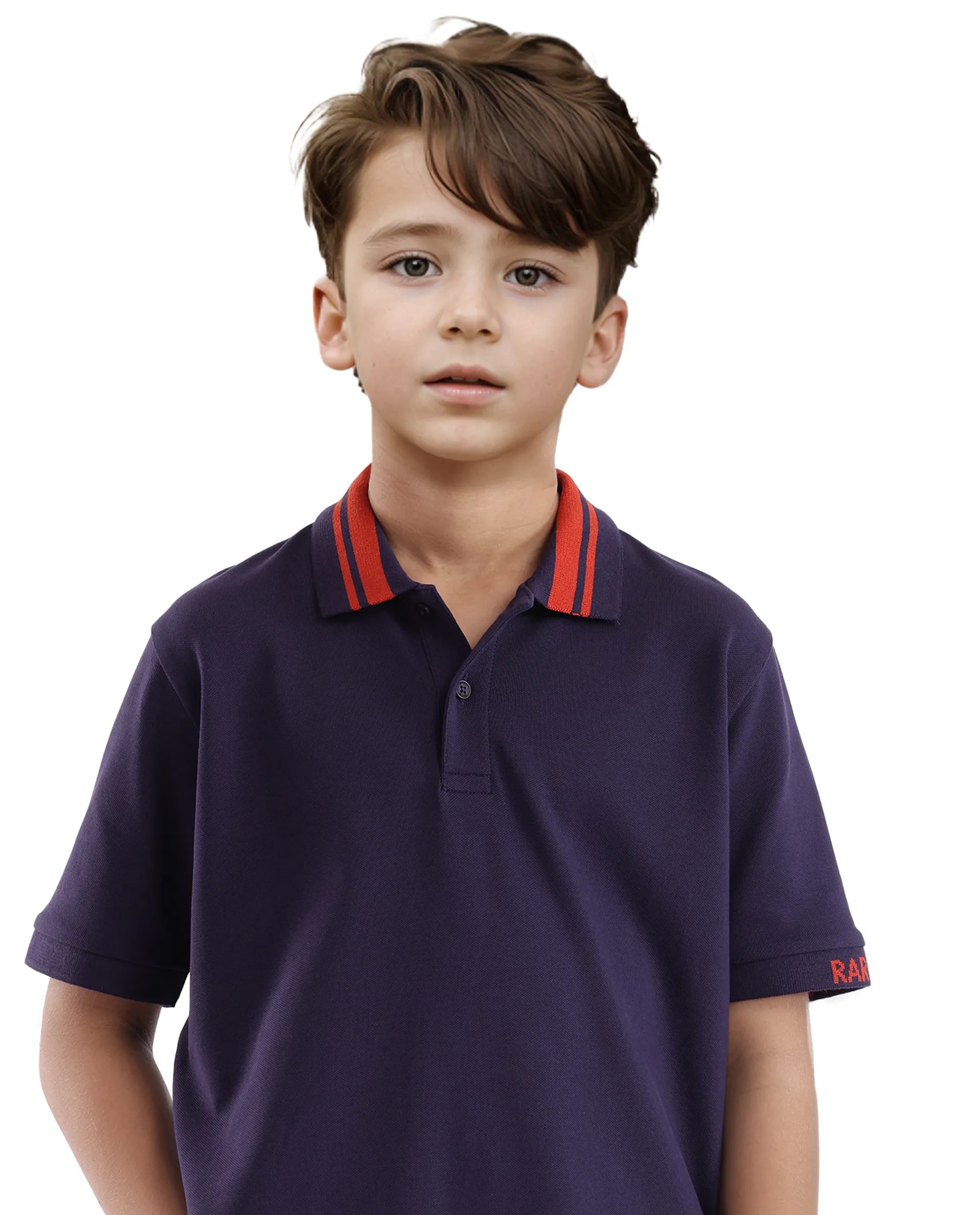 Boys Purple Casual Regular Fit Solid Half Sleeves Polo Tshirt