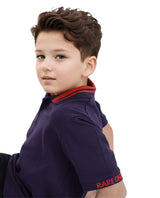 Boys Purple Casual Regular Fit Solid Half Sleeves Polo Tshirt