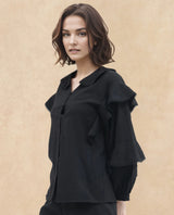 Women's Black Casual Full Sleeves Top