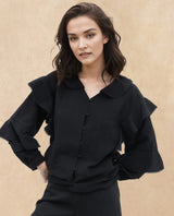 Women's Black Casual Full Sleeves Top