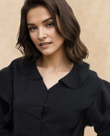 Women's Black Casual Full Sleeves Top