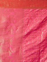 Women's Silk Blend Pink Woven Design Celebrity Saree with Blouse Piece