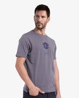 Men's Grey Casual Regular Fit Printed Half Sleeves Tshirt