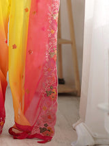 Women's Georgette Multicolored Embellished Designer Saree with Blouse Piece