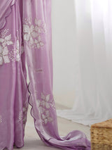 Women's Organza Purple Embellished Designer Saree with Blouse Piece