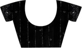 Women's Georgette Black Embroidered Designer Saree with Blouse Piece
