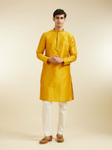 Men's Festive Mustard Yellow Plain Classic Kurta