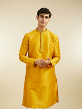 Men's Festive Mustard Yellow Plain Classic Kurta