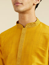 Men's Festive Mustard Yellow Plain Classic Kurta