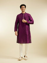 Men's Festive Royal Purple Sequin Embellished Kurta