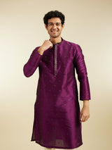 Men's Festive Royal Purple Sequin Embellished Kurta