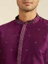 Men's Festive Royal Purple Sequin Embellished Kurta