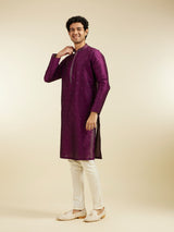 Men's Festive Royal Purple Sequin Embellished Kurta