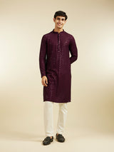 Men's Royal Purple Chikankari Sequinned Kurta