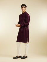Men's Royal Purple Chikankari Sequinned Kurta