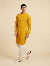 Men's Mustard Yellow Chikankari Sequinned Kurta