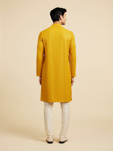 Men's Mustard Yellow Chikankari Sequinned Kurta