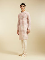Men's Bubblegum Pink Chikankari Printed Kurta