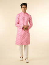 Men's Festive Pink Cotton Elegance Kurta