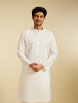 Men's Festive Ice White Plain Classic Kurta