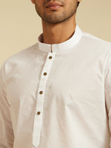 Men's Festive Ice White Plain Classic Kurta