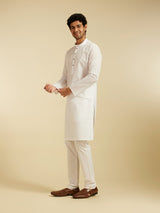 Men's Festive Ice White Plain Classic Kurta