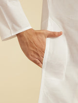 Men's Festive Ice White Plain Classic Kurta