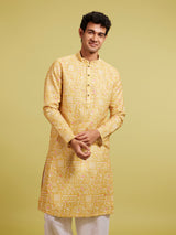 Men's Mustard Yellow Aztec Printed Kurta