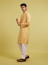 Men's Mustard Yellow Aztec Printed Kurta