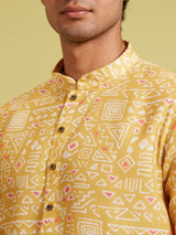 Men's Mustard Yellow Aztec Printed Kurta