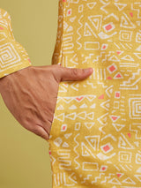 Men's Mustard Yellow Aztec Printed Kurta