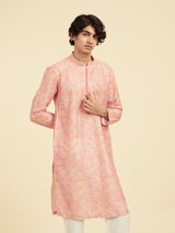 Men's Festive Peach Elegance Silk Kurta