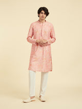 Men's Festive Peach Elegance Silk Kurta