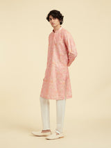 Men's Festive Peach Elegance Silk Kurta