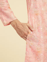 Men's Festive Peach Elegance Silk Kurta