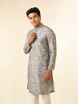 Men's Festive Green Art Silk Printed Fancy Kurta