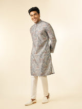 Men's Festive Green Art Silk Printed Fancy Kurta