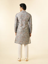 Men's Festive Green Art Silk Printed Fancy Kurta