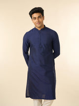 Men's Festive Elegance Viscose Kurta in Mid Blue