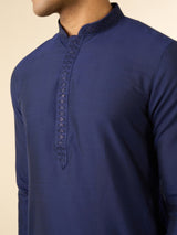 Men's Festive Elegance Viscose Kurta in Mid Blue