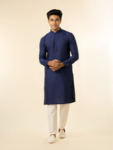 Men's Festive Elegance Viscose Kurta in Mid Blue