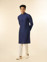 Men's Festive Elegance Viscose Kurta in Mid Blue