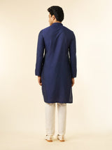 Men's Festive Elegance Viscose Kurta in Mid Blue