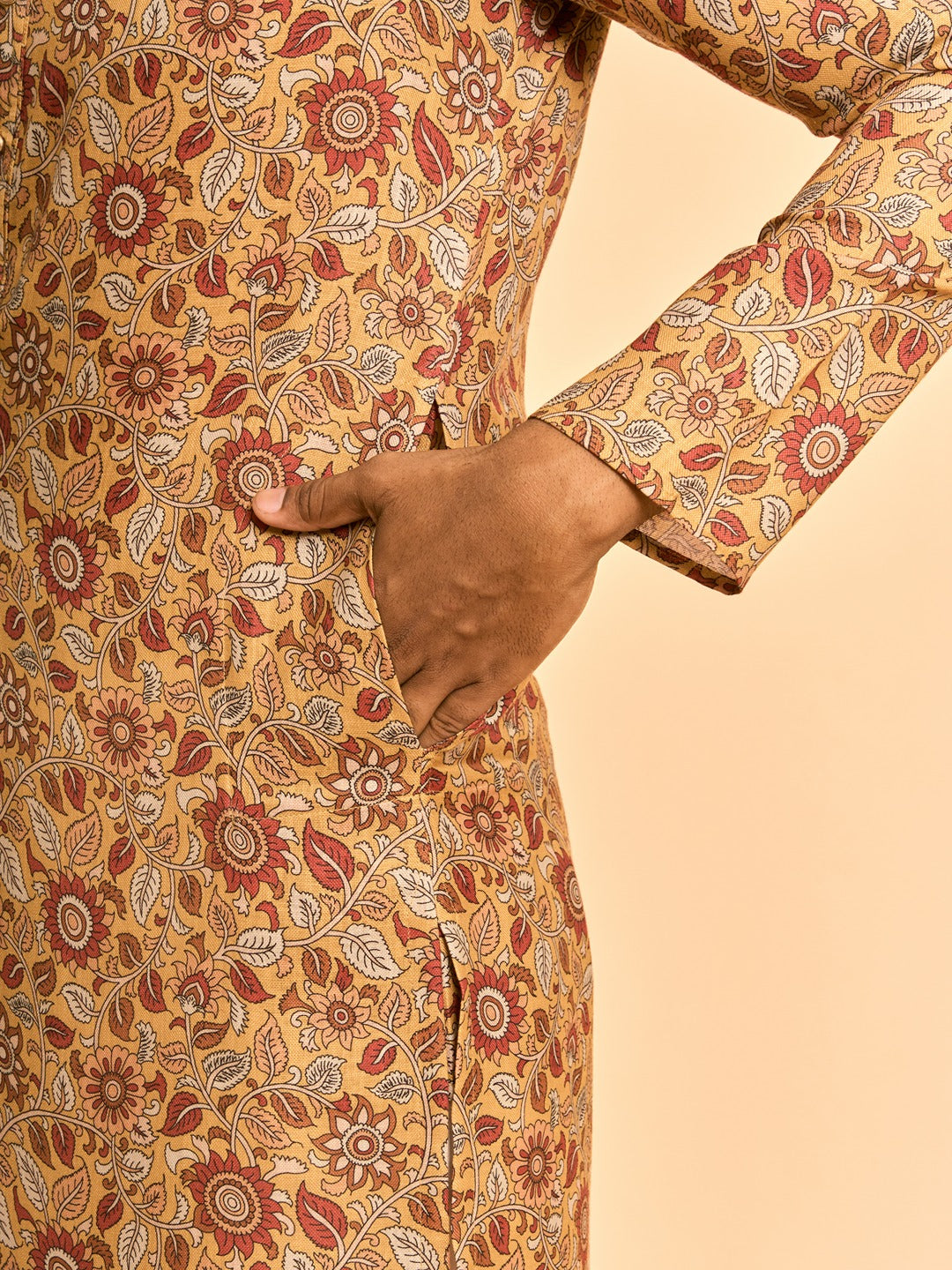Men's Festive Mustard Mystique Kurta