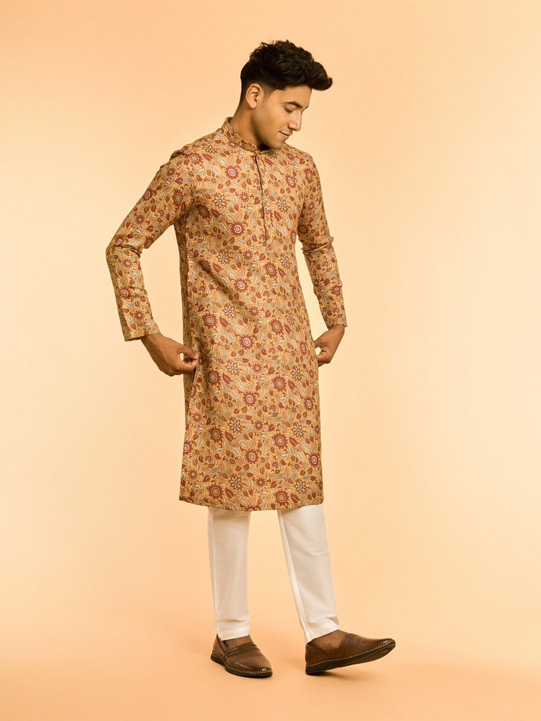 Men's Festive Mustard Mystique Kurta