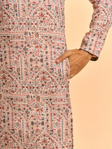 Men's Festive Elegant Beige Cotton Kurta